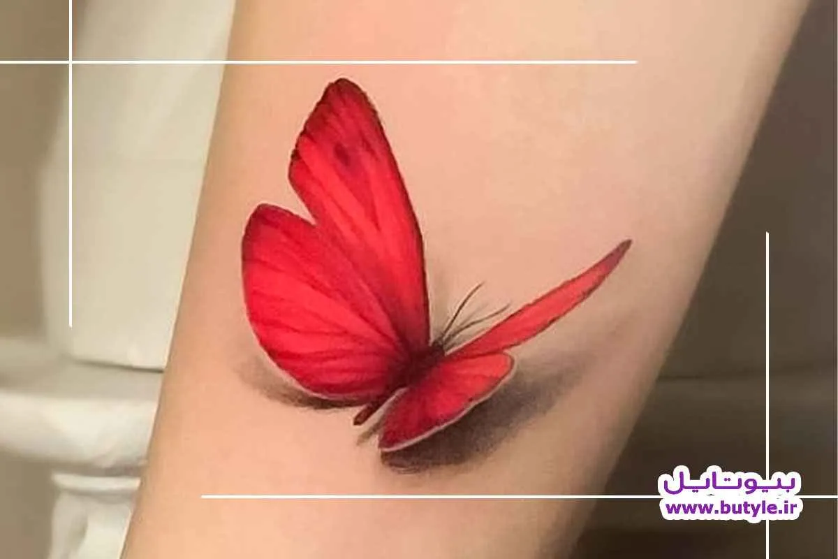 عکس تاتو پروانه قرمز